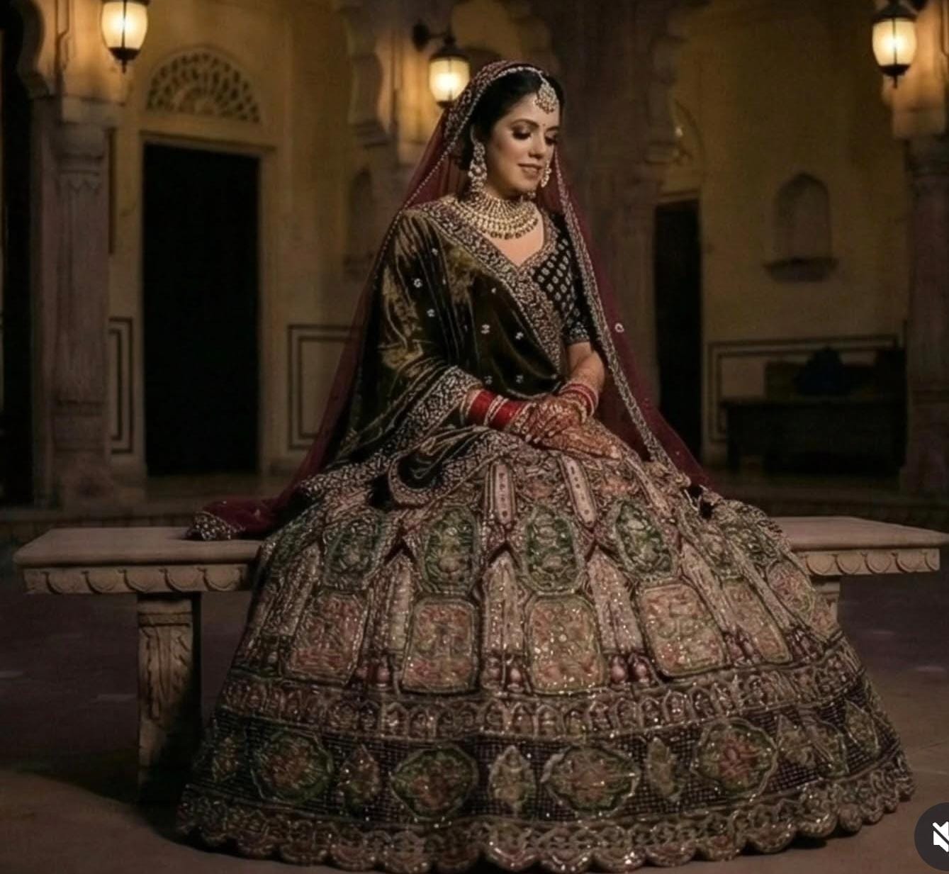 Elegant bridal lehenga display at A.D Outfits Studio outfit rental shop in Smriti Nagar, Durg